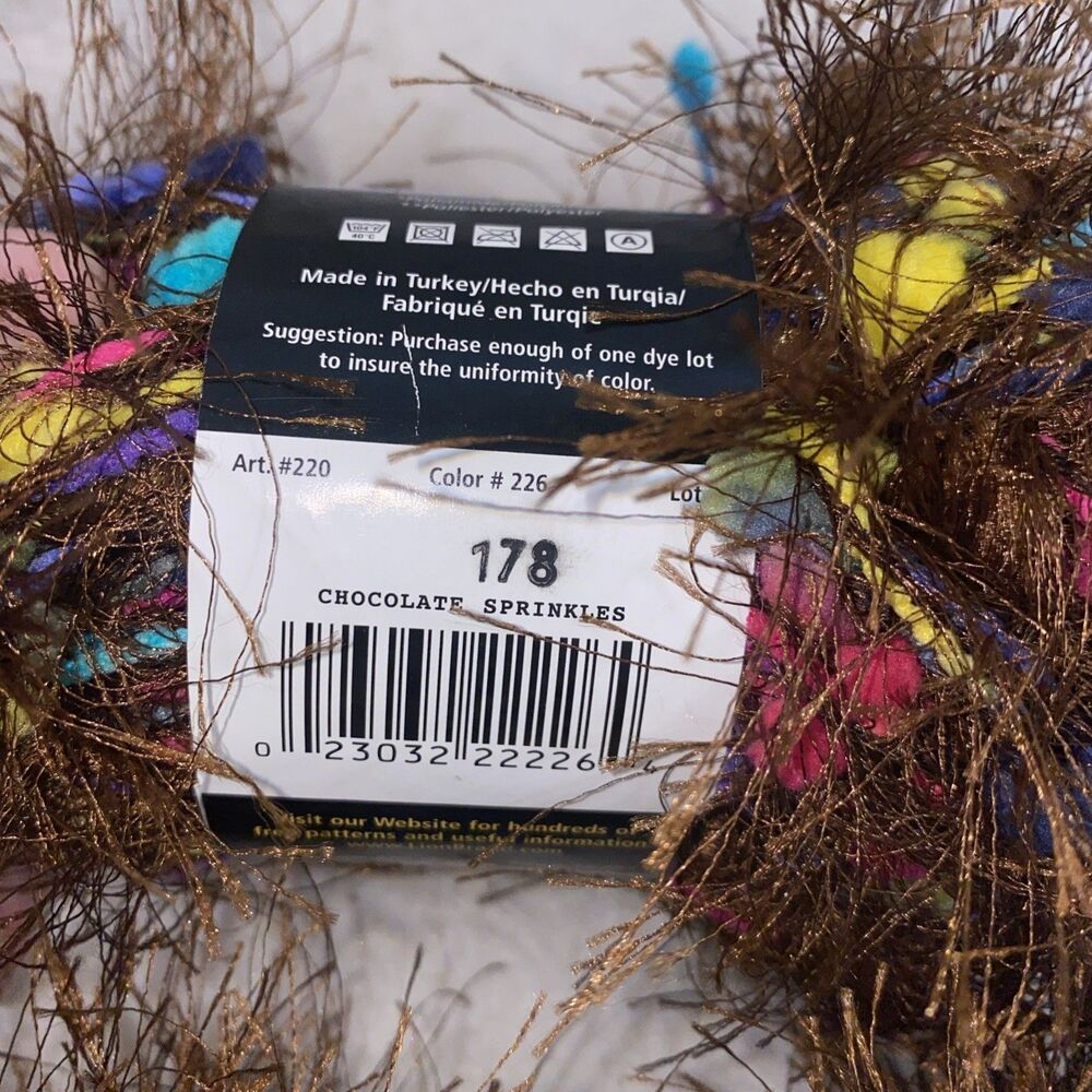 Lion Brand Yarn Fun Fur Lot Of 2 Color: Chocolate Sprinkles New Turkey Fall - Picture 3 of 4